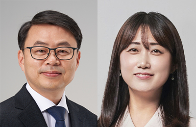 박홍배(왼쪽) 금융노조 위원장, 백승아 전 교사노조연맹 사무처장