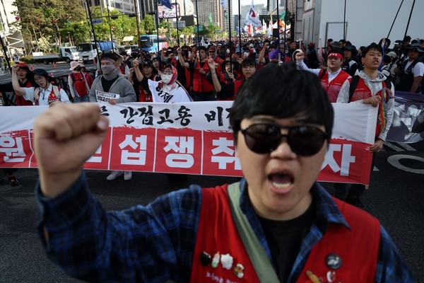 민주노총이 1일 오후 서울 광화문에서 전국노동자대회를 열었다. <정기훈 기자>
